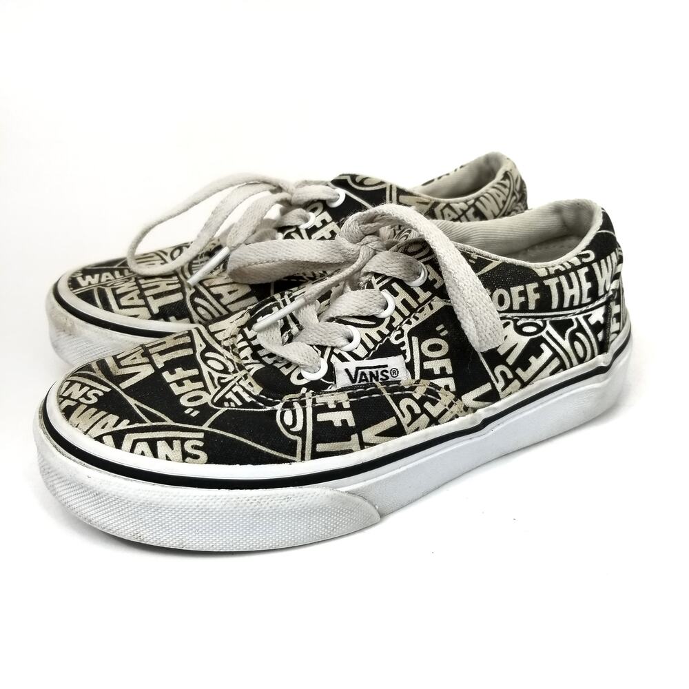 Vans Off The Wall Black White Youth Kids Lace Up Sneakers Size 12
